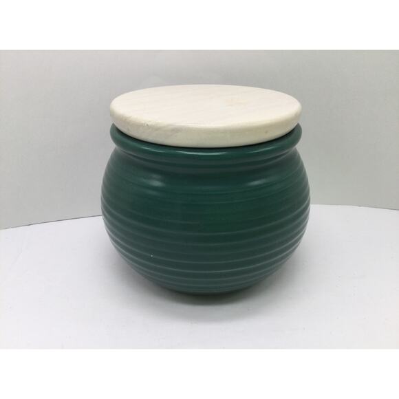 Forest Green Ceramic Kitchen Canister Set with lids lot of 3 - Picture 9 of 11